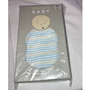 Stephan Baby Swaddle Blanket Blue Dot Print- Bamboo Cotton Snuggle soft NEW